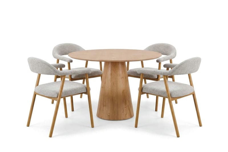 Siena Matgrupp runt 110 cm Ek med 4 Ronja Matstolar - Sand/Ek - Products - Möbler - Bord & matgrupp - Matgrupp