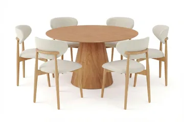 Siena Matgrupp runt 130 cm Ek med 6 Molly Matstolar - Ek - Products - Möbler - Bord & matgrupp - Matgrupp