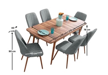 Teral Matgrupp Förlängningsbar 130-170 cm med 6 Stolar - Products - Möbler - Bord & matgrupp - Matgrupp