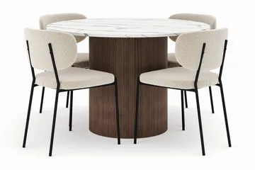Uppveda Matbord 120 cm Rund med 4 Gemmiano Stolar - Brun - Products - Möbler - Bord & matgrupp - Matgrupp