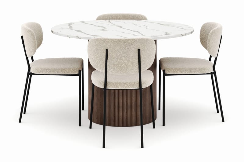 Uppveda Matbord 120 cm Rund med 4 Gemmiano Stolar - Brun - Products - Möbler - Bord & matgrupp - Matgrupp