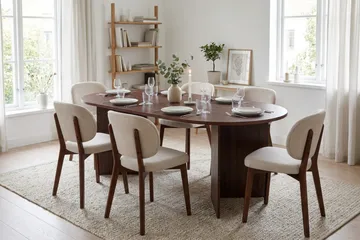 Vera Matgrupp 220 cm rektangulärt i Valnöt med 6 Eira Matstolar - Valnöt - Products - Möbler - Bord & matgrupp - Matgrupp