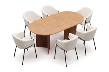 Vera Matgrupp rektangulärt 180 cm Ek med 6 Filip Matstolar - Ek - Products - Möbler - Bord & matgrupp - Matgrupp