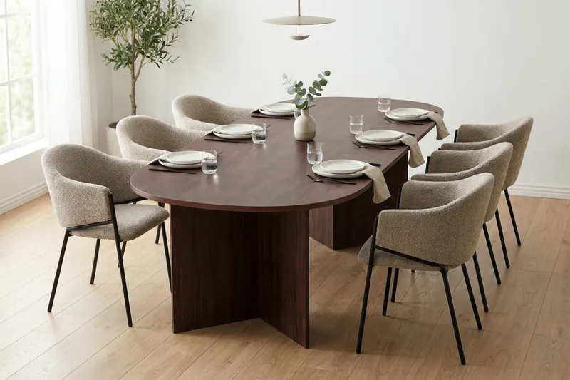 Vera Matgrupp rektangulärt 220 cm Valnöt med 6 Filip Matstolar - Valnöt - Products - Möbler - Bord & matgrupp - Matgrupp