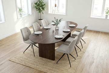 Vera Matgrupp rektangulärt 220 cm Valnöt med 6 Mora Matstolar - Valnöt - Products - Möbler - Bord & matgrupp - Matgrupp
