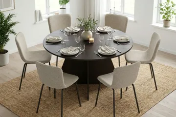 Vera Matgrupp runt 150 cm Rökt Ek med 6 Katy Matstolar - Rökt ek - Products - Möbler - Bord & matgrupp - Matgrupp