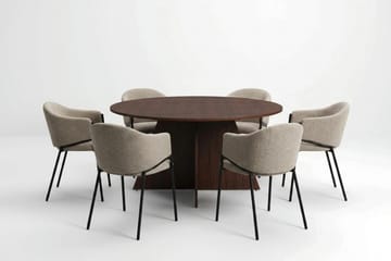 Vera Matgrupp runt 150 cm Valnöt med 6 Filip Matstolar - Valnöt - Products - Möbler - Bord & matgrupp - Matgrupp
