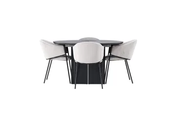 Matilda Matgrupp 130 cm Rund med 4 Evelina Stolar - Svart - Products - Möbler - Bord & matgrupp - Matgrupp