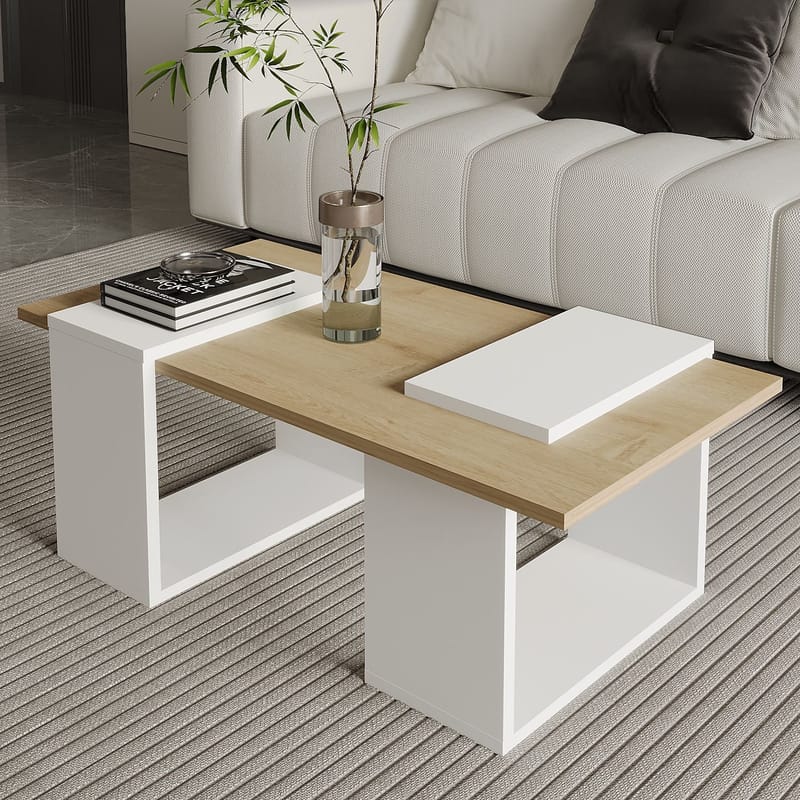 Matris Soffbord 90x37x46,6 cm - Vit och Sapphire Oak - Products - Möbler - Bord & matgrupp - Soffbord