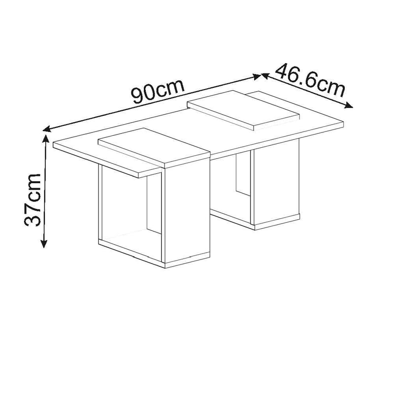 Matris Soffbord 90x37x46,6 cm - Vit och Sapphire Oak - Products - Möbler - Bord & matgrupp - Soffbord
