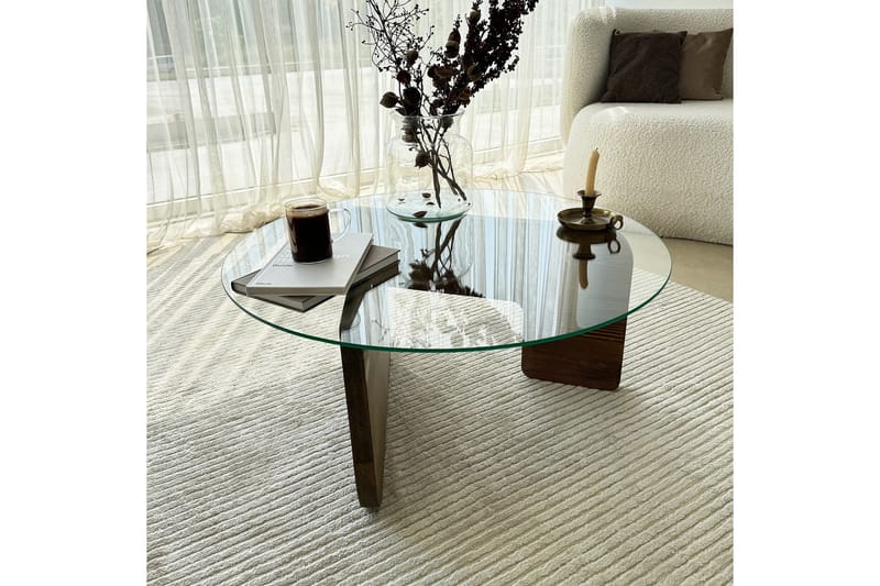 Mijara Soffbord 75 cm - Valnöt/Transparent - Products - Möbler - Bord & matgrupp - Soffbord