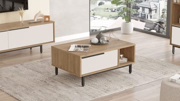 Nilena Soffbord 90x37,6x60 cm - Ek och vitt - Products - Möbler - Bord & matgrupp - Soffbord