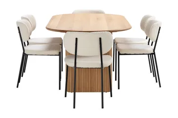 Noira Matbord 220 cm Massiv Ek med 6st Gemmiano Matstol - Natur - Products - Möbler - Bord & matgrupp - Matgrupp