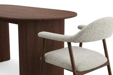 Noira Matgrupp 180 cm rektangulärt i Valnöt med 6 Ronja Matstolar - Sand/Valnöt - Products - Möbler - Bord & matgrupp - Matgrupp