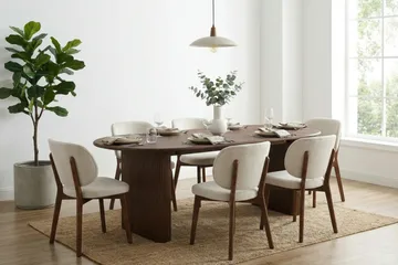 Noira Matgrupp 220 cm rektangulärt i Valnöt med 6 Eira Matstolar - Valnöt - Products - Möbler - Bord & matgrupp - Matgrupp