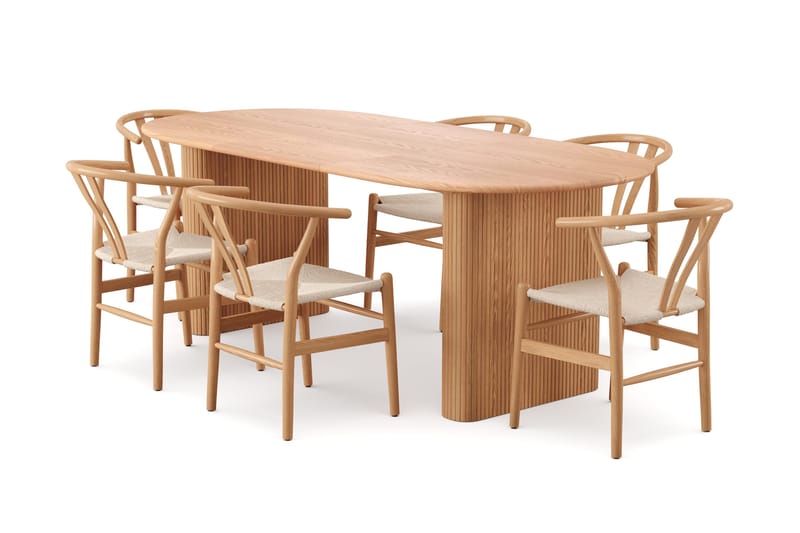 Noira Matgrupp förlängningsbart 160-220 cm Ek med 6 Dastoori Matstolar - Ek - Products - Möbler - Bord & matgrupp - Matgrupp