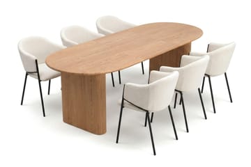 Noira Matgrupp förlängningsbart 160-220 cm Ek med 6 Filip Matstolar - Ek - Products - Möbler - Bord & matgrupp - Matgrupp