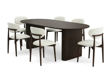 Noira Matgrupp förlängningsbart 160-220 cm Rökt Ek med 6 Molly Matstolar - Rökt ek - Products - Möbler - Bord & matgrupp - Matgrupp