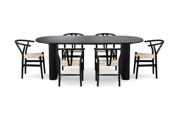 Noira Matgrupp förlängningsbart 160-220 cm Svart med 6 Dastoori Matstolar - Svart - Products - Möbler - Bord & matgrupp - Matgrupp