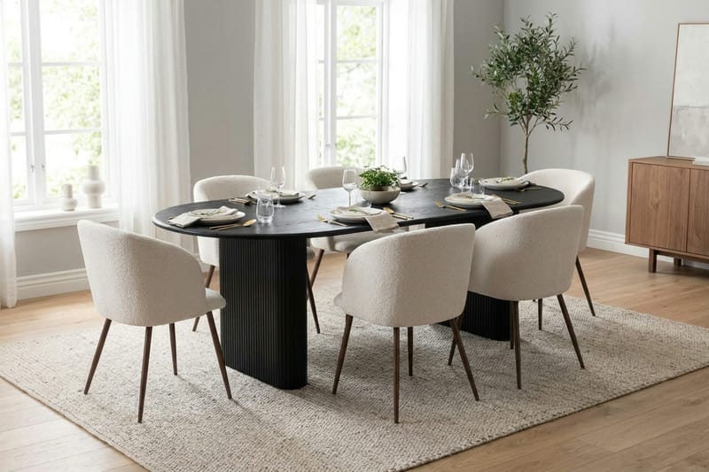 Noira Matgrupp förlängningsbart 160-220 cm Svart med 6 Greya Matstolar - Svart - Products - Möbler - Bord & matgrupp - Matgrupp