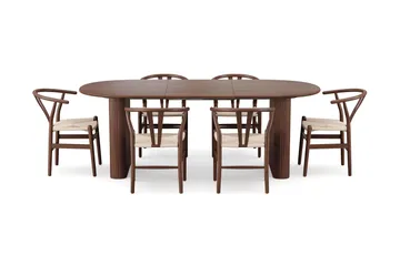Noira Matgrupp förlängningsbart 160-220 cm Valnöt med 6 Dastoori Matstolar - Valnöt - Products - Möbler - Bord & matgrupp - Matgrupp