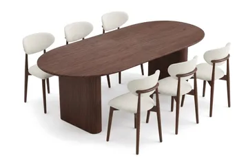 Noira Matgrupp förlängningsbart 160-220 cm Valnöt med 6 Molly Matstolar - Valnöt - Products - Möbler - Bord & matgrupp - Matgrupp