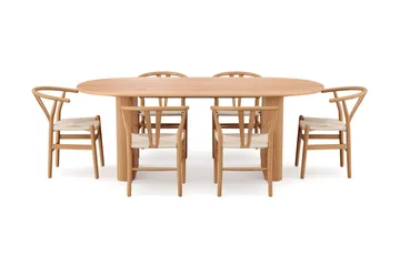 Noira Matgrupp förlängningsbart 220-320 cm Ek med 8 Dastoori Matstolar - Ek - Products - Möbler - Bord & matgrupp - Matgrupp