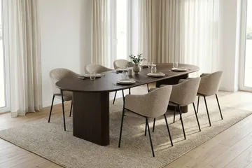 Noira Matgrupp förlängningsbart 220-320 cm Rökt Ek med 6 Filip Matstolar - Rökt ek - Products - Möbler - Bord & matgrupp - Matgrupp