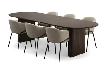 Noira Matgrupp förlängningsbart 220-320 cm Rökt Ek med 6 Filip Matstolar - Rökt ek - Products - Möbler - Bord & matgrupp - Matgrupp