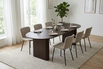 Noira Matgrupp förlängningsbart 220-320 cm Rökt Ek med 6 Katy Matstolar - Rökt ek - Products - Möbler - Bord & matgrupp - Matgrupp