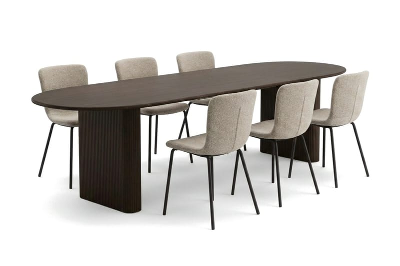 Noira Matgrupp förlängningsbart 220-320 cm Rökt Ek med 6 Katy Matstolar - Rökt ek - Products - Möbler - Bord & matgrupp - Matgrupp