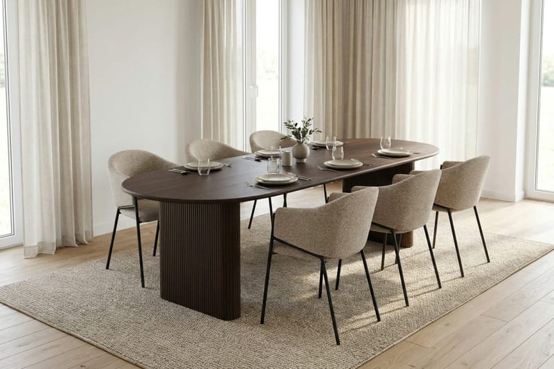 Noira Matgrupp förlängningsbart 220-320 cm Rökt Ek med 8 Filip Matstolar - Rökt ek - Products - Möbler - Bord & matgrupp - Matgrupp