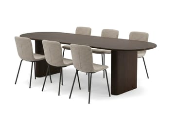 Noira Matgrupp förlängningsbart 220-320 cm Rökt Ek med 8 Katy Matstolar - Rökt ek - Products - Möbler - Bord & matgrupp - Matgrupp