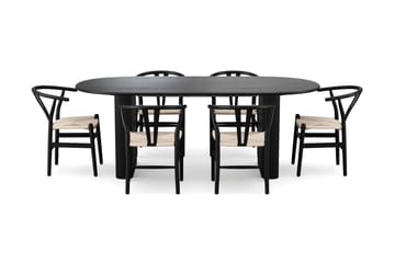 Noira Matgrupp förlängningsbart 220-320 cm Svart med 6 Dastoori Matstolar - Svart - Products - Möbler - Bord & matgrupp - Matgrupp