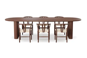 Noira Matgrupp förlängningsbart 220-320 cm Valnöt med 6 Dastoori Matstolar - Valnöt - Products - Möbler - Bord & matgrupp - Matgrupp