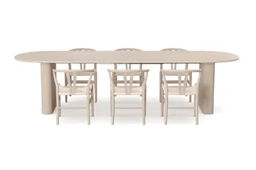 Noira Matgrupp förlängningsbart 220-320 cm Vitlaserad med 6 Dastoori Matstolar - Vitlaserad - Products - Möbler - Bord & matgrupp - Matgrupp
