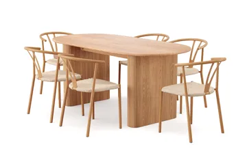 Noira Matgrupp rektangulärt 180 cm Ek med 6 Elysia Matstolar - Ek - Products - Möbler - Bord & matgrupp - Matgrupp