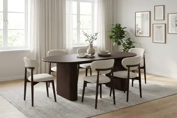 Noira Matgrupp rektangulärt 180 cm Rökt Ek med 6 Molly Matstolar - Rökt ek - Products - Möbler - Bord & matgrupp - Matgrupp