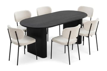 Noira Matgrupp rektangulärt 180 cm Svart med 6 Gemmiano Matstolar - Svart - Products - Möbler - Bord & matgrupp - Matgrupp