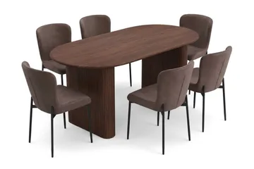 Noira Matgrupp rektangulärt 180 cm Valnöt med 6 Elsie Matstolar - Valnöt/Brun - Products - Möbler - Bord & matgrupp - Matgrupp