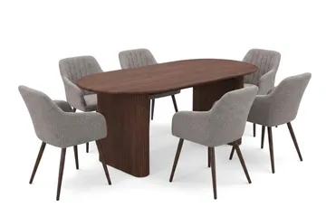 Noira Matgrupp rektangulärt 180 cm Valnöt med 6 Filippa Matstolar - Valnöt - Products - Möbler - Bord & matgrupp - Matgrupp