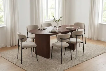 Noira Matgrupp rektangulärt 180 cm Valnöt med 6 Lucy Matstolar - Valnöt - Products - Möbler - Bord & matgrupp - Matgrupp