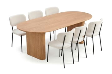 Noira Matgrupp rektangulärt 220 cm Ek med 6 Gemmiano Matstolar - Ek - Products - Möbler - Bord & matgrupp - Matgrupp