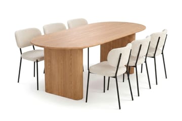 Noira Matgrupp rektangulärt 220 cm Ek med 8 Gemmiano Matstolar - Ek - Products - Möbler - Bord & matgrupp - Matgrupp