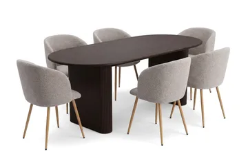 Noira Matgrupp rektangulärt 220 cm med 6 Greya Matstolar - Rökt ek - Products - Möbler - Bord & matgrupp - Matgrupp