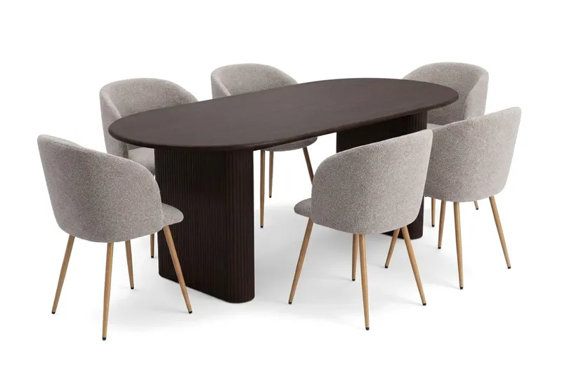 Noira Matgrupp rektangulärt 220 cm med 6 Greya Matstolar - Rökt ek - Products - Möbler - Bord & matgrupp - Matgrupp