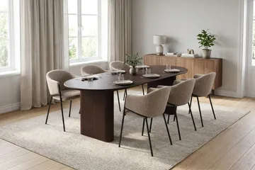 Noira Matgrupp rektangulärt 220 cm Rökt Ek med 6 Filip Matstolar - Rökt ek - Products - Möbler - Bord & matgrupp - Matgrupp