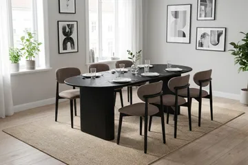 Noira Matgrupp rektangulärt 220 cm Svart med 6 Molly Matstolar - Svart - Products - Möbler - Bord & matgrupp - Matgrupp