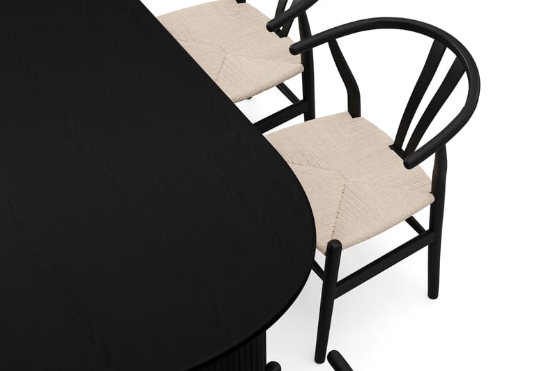Noira Matgrupp rektangulärt 220 cm Svart med 8 Dastoori Matstolar - Svart - Products - Möbler - Bord & matgrupp - Matgrupp