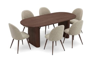 Noira Matgrupp rektangulärt 220 cm Valnöt med 6 Nibe Plus Matstolar - Valnöt - Products - Möbler - Bord & matgrupp - Matgrupp